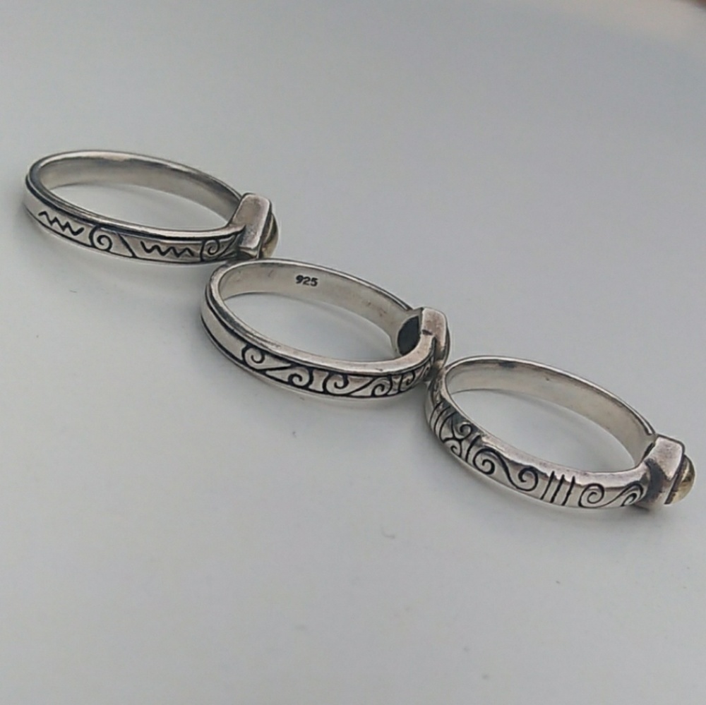 BRIGHTON *SOLID* Sterling Silver Etched Ring Trip - Picture 7 of 8